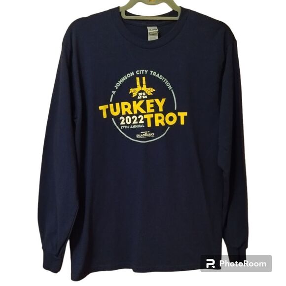 Turkey Trot 2022 Johnson City TN Long Sleeve Double Sided Tee Sz S - Picture 1 of 4